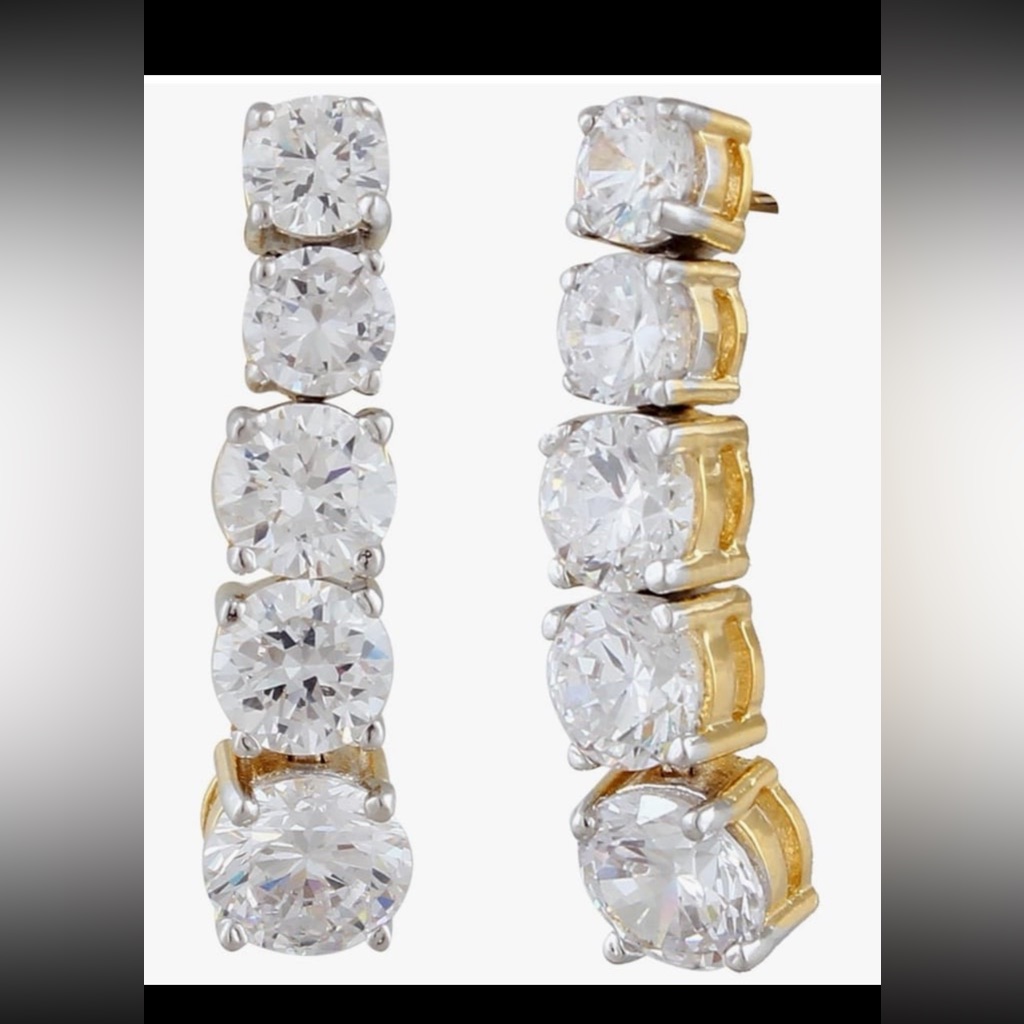 Solitaire Single Line Tennis Earrings With 14kt Gold Plating 59$